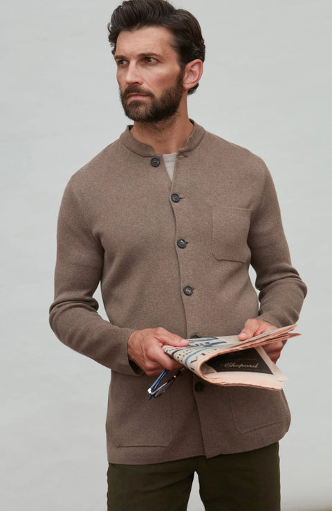 Midweight Cotton Knitted Nehru Jacket