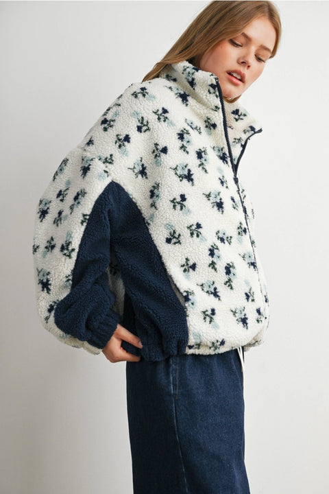 Floral Sherpa Fleece Jacket