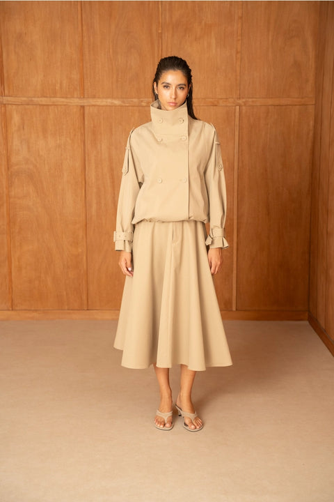 Urban Short Oversized Trench-Style Jacket with A Wrap Collar