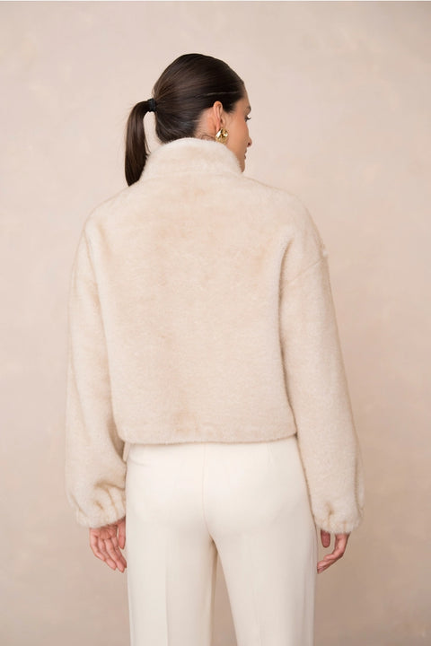 Synthetic Fur Jacket with Patch Pockets