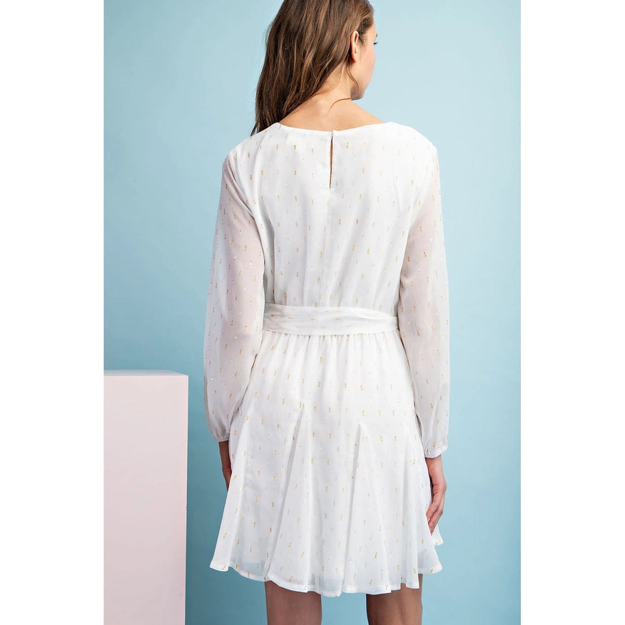 Long Sleeves Mini Dress Off White-Dress-Faith Apparel-S-Urbanheer