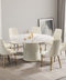 Elegant Round Dining Table Set with Stone Top and Upholstered Chairs