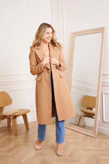 Long fitted wool coat on sale