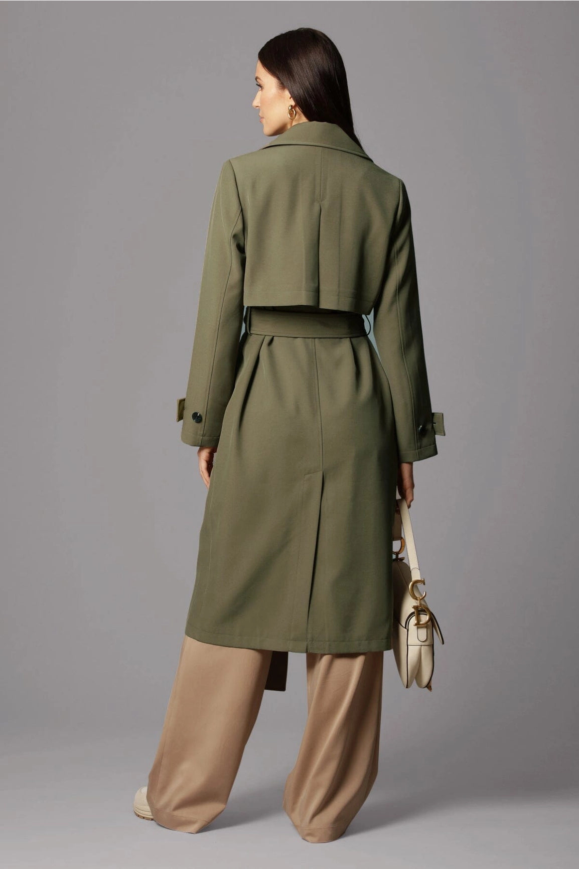 Stretch Crepe Duster Trench Coat