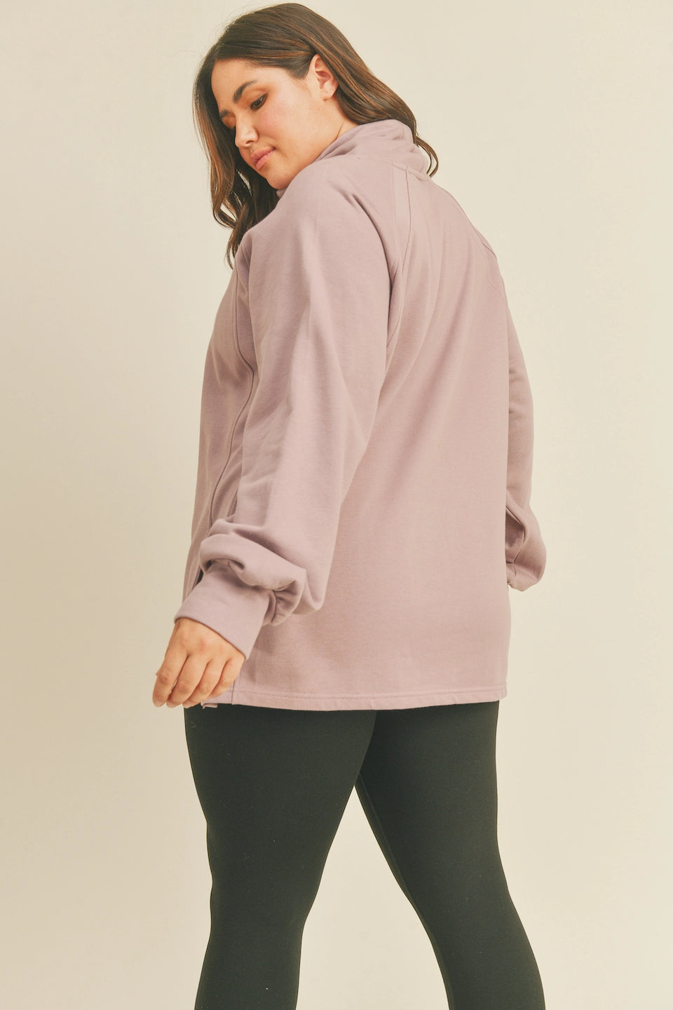 Mock Neck Side Zippers Sweatshirt-Clothing - Women-Kimberly C-Lavender-1X-Urbanheer