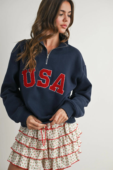 Quarter Zip Long Sleeve Sweatshirt