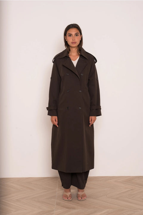 Utility Oversized Long Double-Breasted Trench