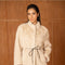 Mid-Length Belted Jacket with A High Faux-Fur Collar
