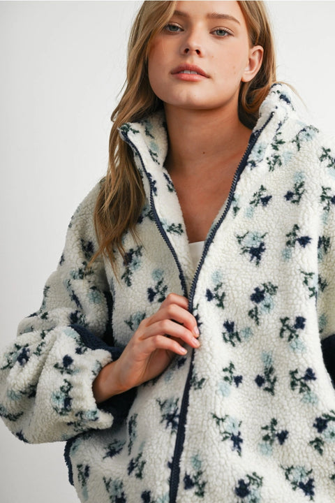 Floral Sherpa Fleece Jacket