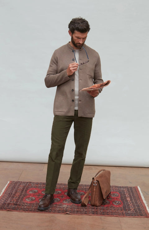 Midweight Cotton Knitted Nehru Jacket