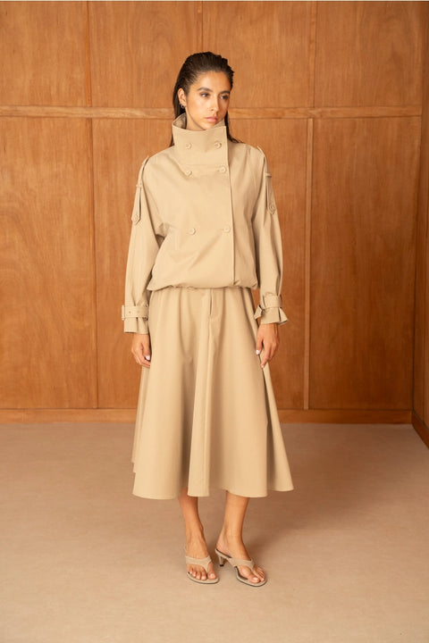 Urban Short Oversized Trench-Style Jacket with A Wrap Collar