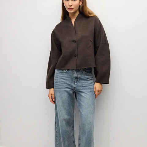 The Mandy Jacket | Felt Paneled Wool Jacket