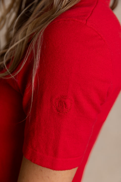 JERSEY polo-style jumper.