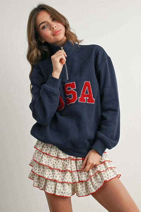 Quarter Zip Long Sleeve Sweatshirt