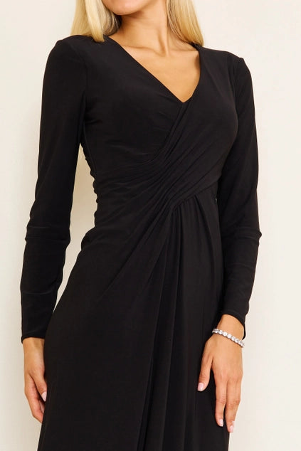 Dylan & Davids Long Formal Stretch Evening Long Sleeve Dress-Dylan & Davids-Black-L-Urbanheer