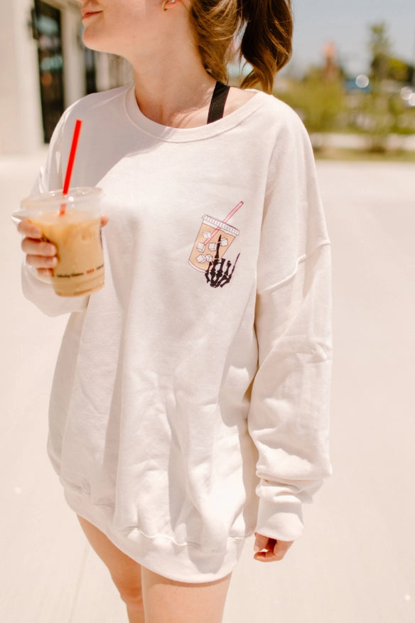 Coffee And Anxiety Crewneck Sweatshirt-Sweatshirt-Shop Karma Tees-Urbanheer