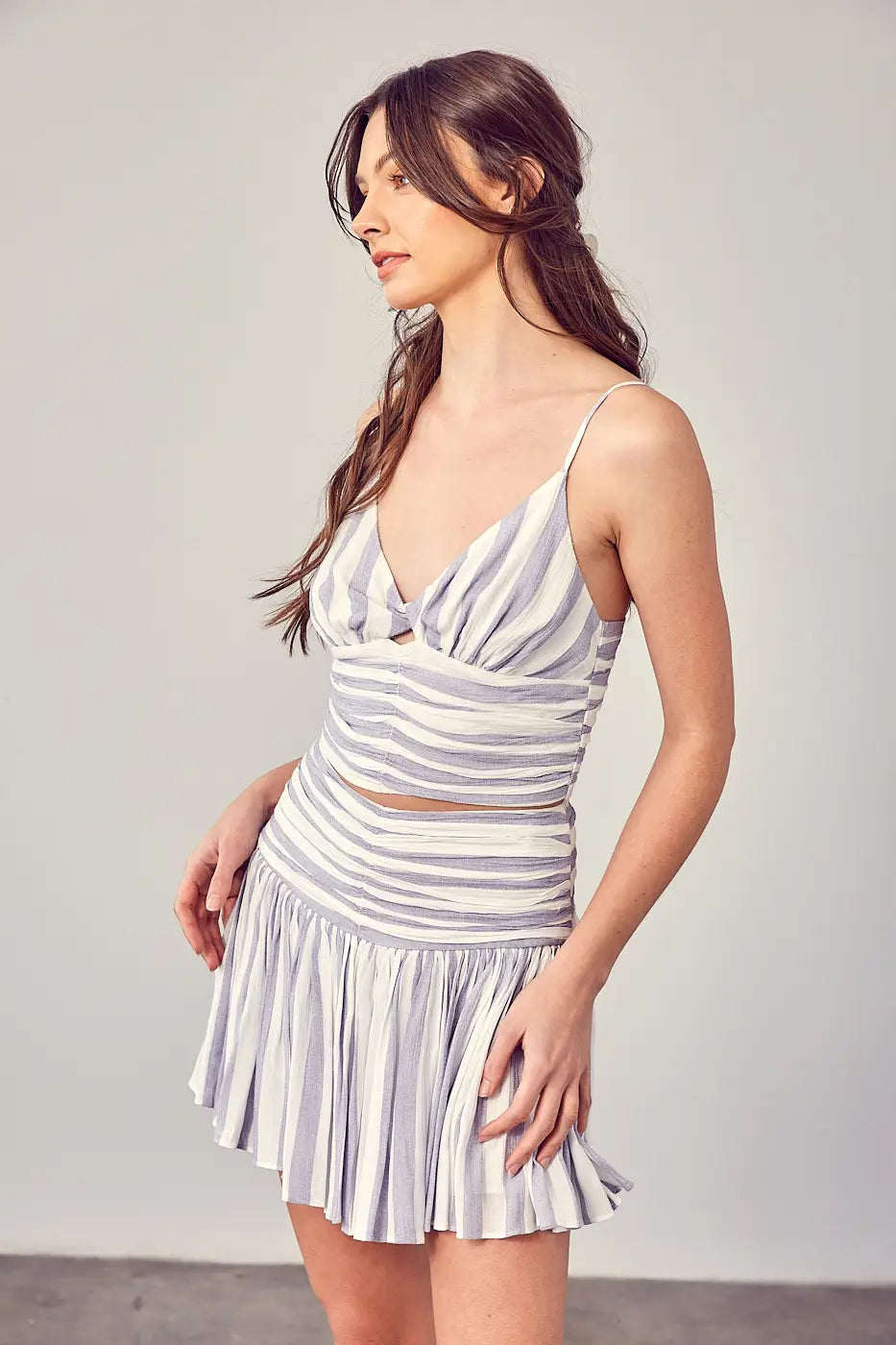 Multi-Stripe Print Cami Top-Mustard Seed-S-White & Violent-Urbanheer