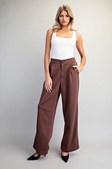Pleated Elastic Back Waist Pants