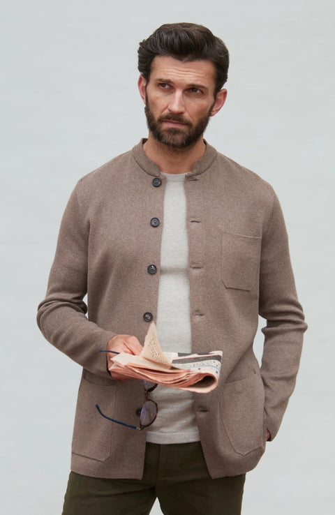 Midweight Cotton Knitted Nehru Jacket