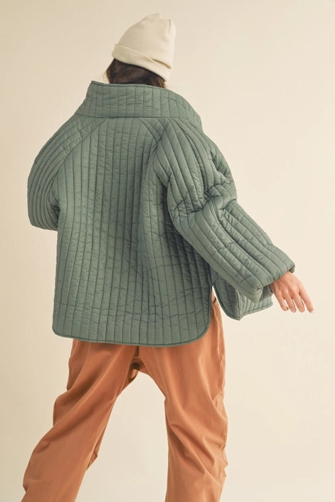 Sage Classic Silhouette Quilted Jacket-Jacket-Kimberly C-S-Urbanheer