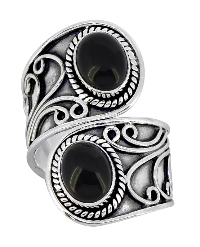Black Onyx Solid 925 Sterling Silver Adjustable Ring-Ring-Tiramisu-Urbanheer