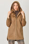 Hoodie Zip-Up Coat - Camel