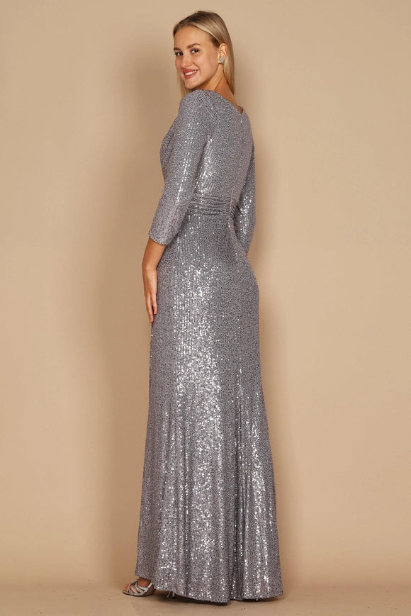 Long Sleeve Sequin Formal Dress Wholesale Charcoal-Dress-Dylan & Davids-8-Urbanheer