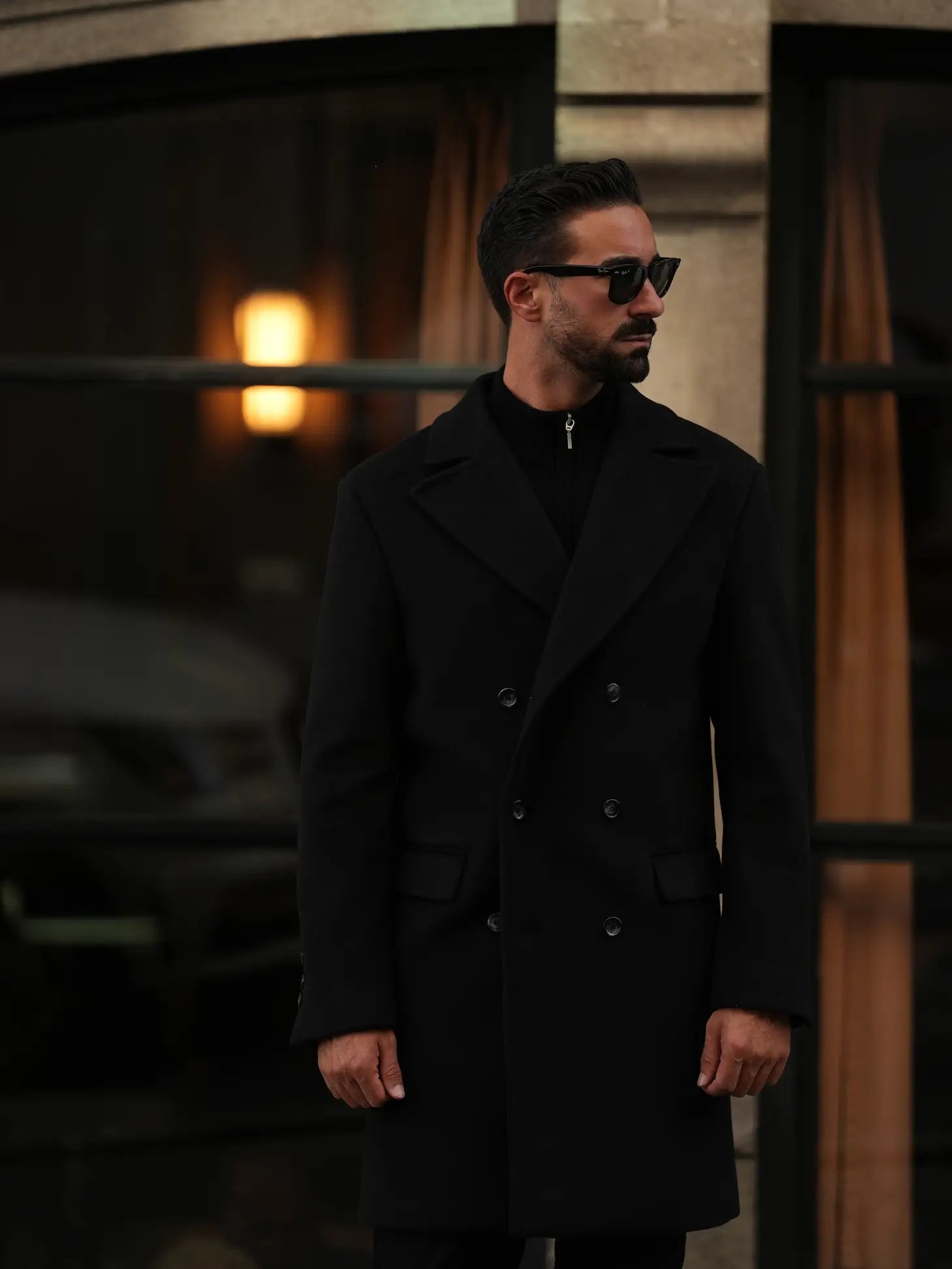 Double Breasted Overcoat Black-Clothing - Men-Donato-S-Urbanheer