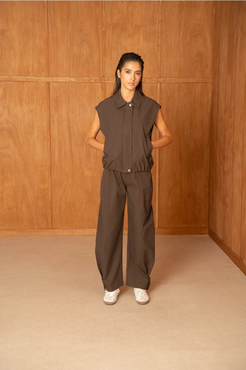 Urban Sleeveless Bomber Jacket with Lapel Collar