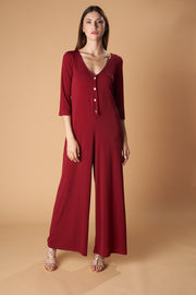3/4 SLEEVE JUMPSUIT-MULTIDRESS-Ceylan Bcn-BURGUNDY-ONLY-Urbanheer