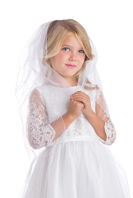 3/4 Sleeve Lace Top with Ankle Length Satin & Tulle-Dress-Sweet Kids, Inc.-2-White-Urbanheer