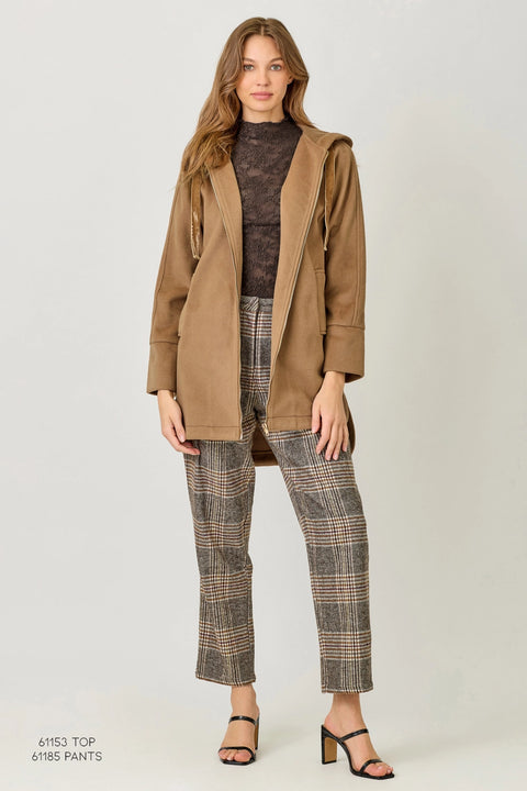 Hoodie Zip-Up Coat - Camel
