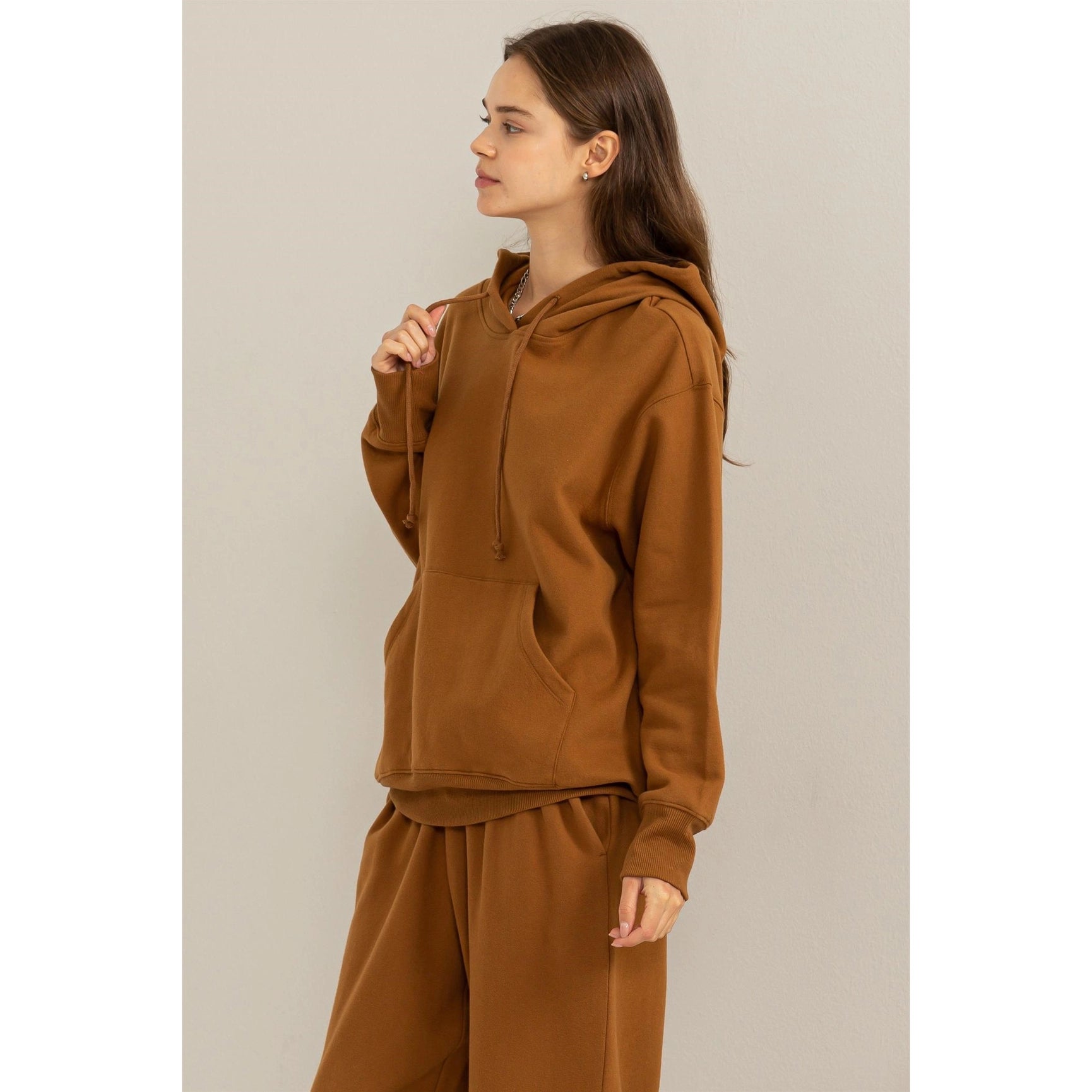 Weekend Chiller Drop Shoulder Oversized Hoodie - Brown-Clothing - Women-Street 360-Brown-S-Urbanheer