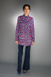 Geometric Long Shirt Electric Purple/Scarlet Red For Women-Nuvula-XS-Urbanheer