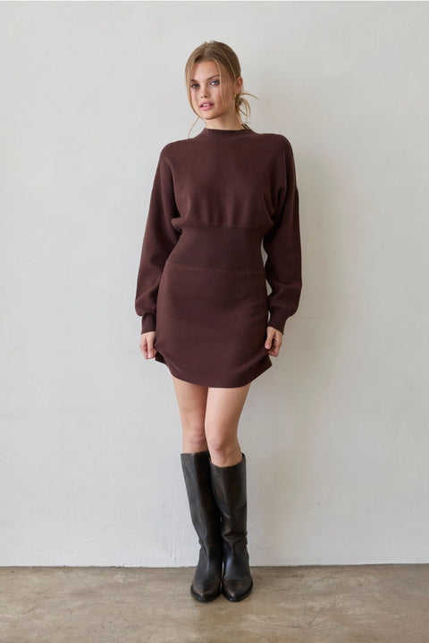Lindsey Cinch-Waist Sweater Mini Dress