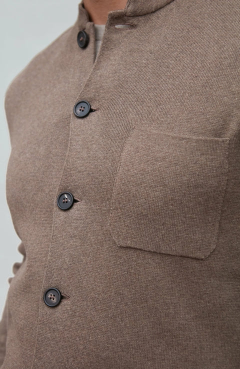 Midweight Cotton Knitted Nehru Jacket