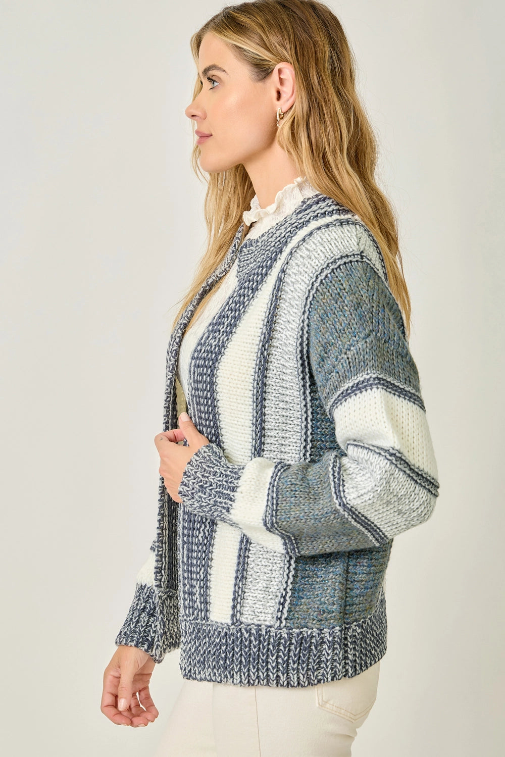 Color Blocked Sweater Cardigan