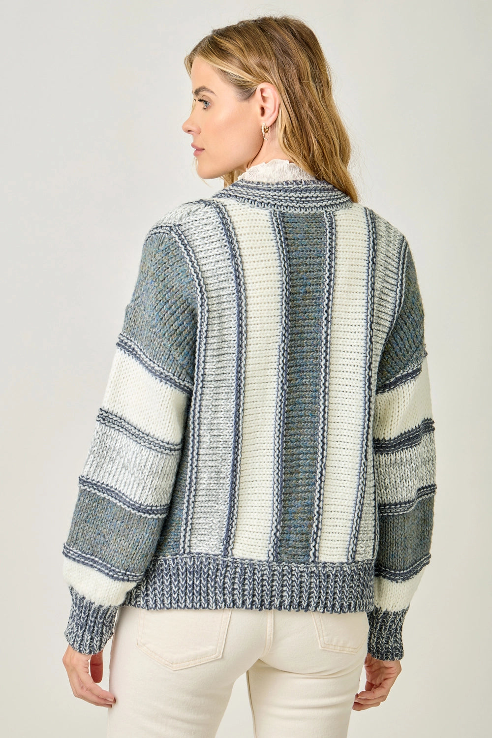 Color Blocked Sweater Cardigan