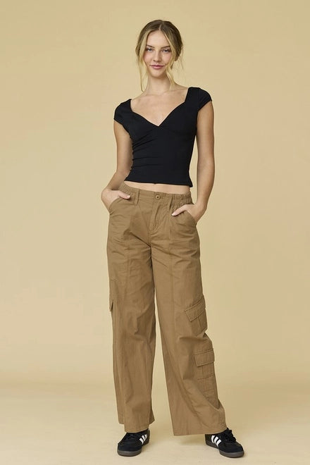 Alina Slim Fit V-Neck Top Black-TOP-Papermoon-Black-S-Urbanheer