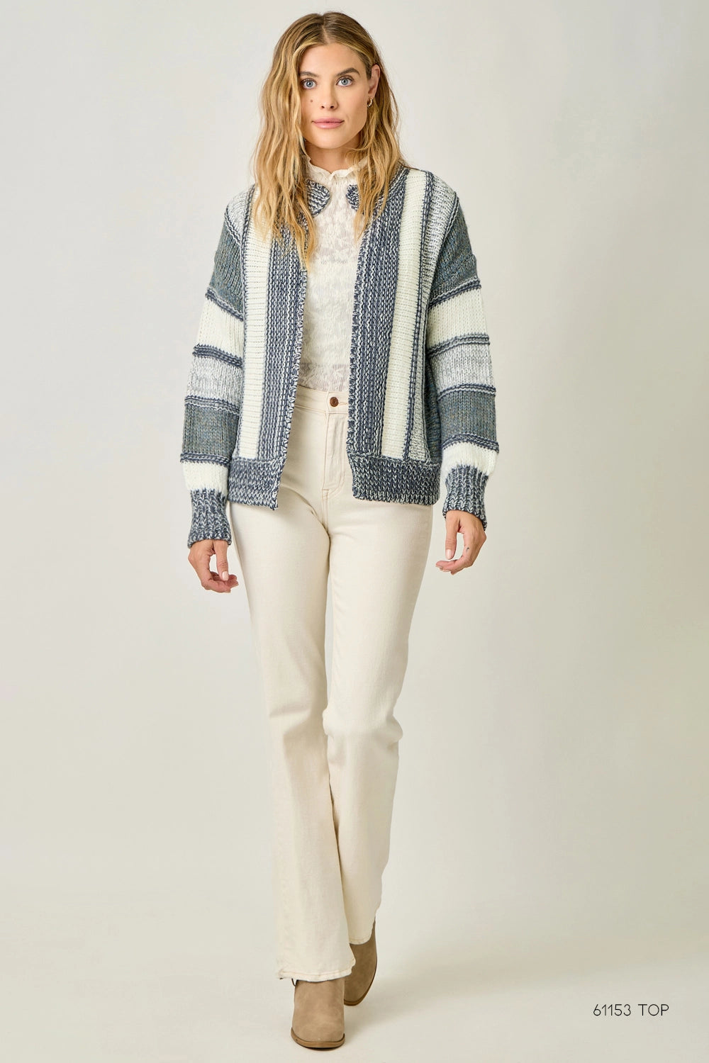 Color Blocked Sweater Cardigan