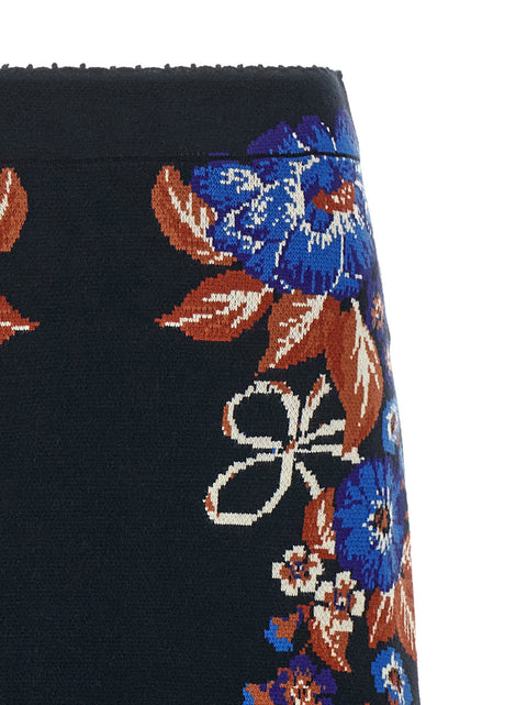 Farm Rio Bow Garden Knit Intarsia Skirt