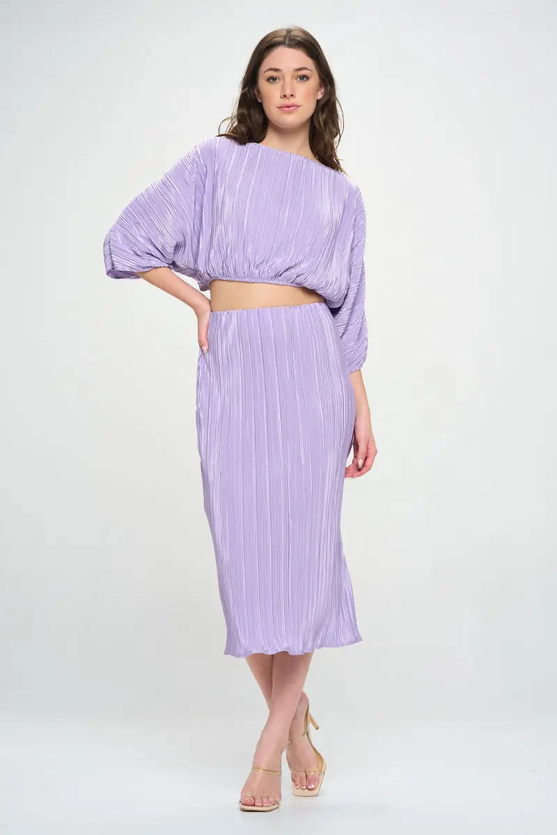 Vibrant Plisse Scoop Neck Crop Top-Renee C.-S-Urbanheer