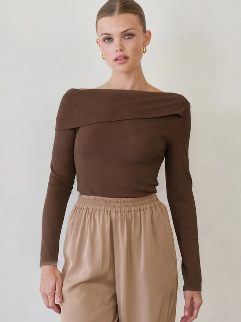 Lucy One Shoulder Long Sleeve Knit Top