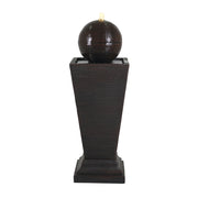 35.5' Dark Brown Concrete Tall Column Fountain with LED Lights – Retro Outdoor Decor, Weather-Resistant Feature