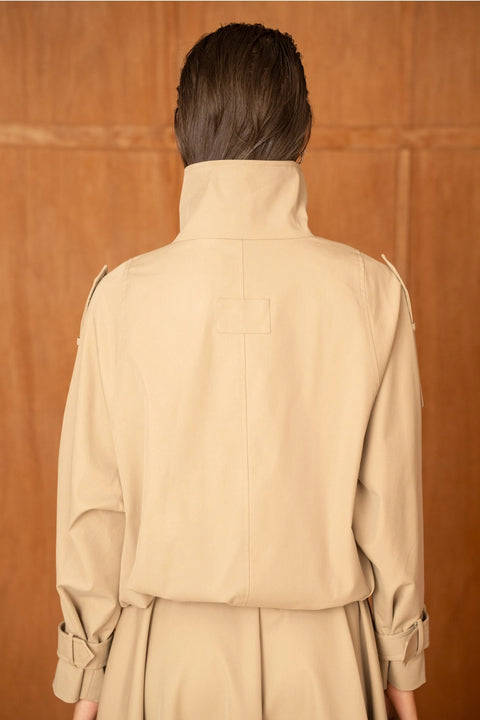 Urban Short Oversized Trench-Style Jacket with A Wrap Collar