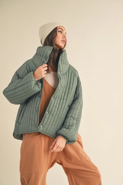 Sage Classic Silhouette Quilted Jacket-Jacket-Kimberly C-S-Urbanheer
