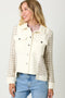 Houndstooth Sleeve Corduroy Jacket