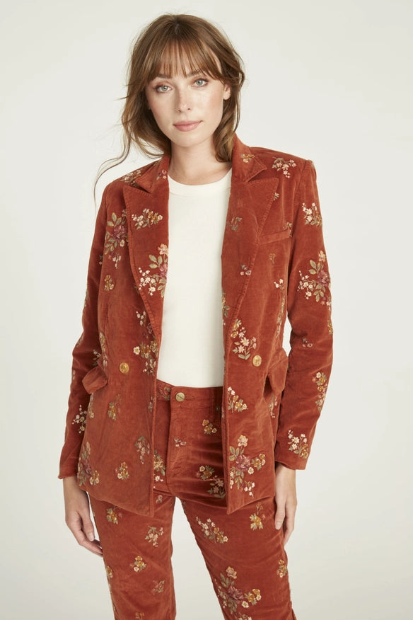 Velvet Blazer Jacket In Rust X Speck-Clothing Blazer-DRIFTWOOD-S-Urbanheer