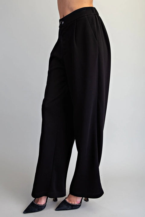 Pleated Elastic Back Waist Pants