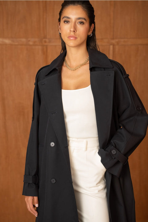 Utility Oversized Long Double-Breasted Trench